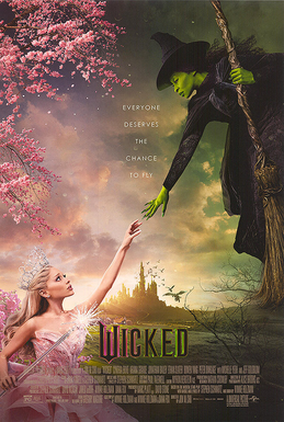 Poster for Wicked showing the two lead characters against a dramatic fantasy backdrop.